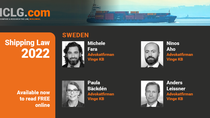 Vinges experter ger en inblick i svensk sjörätt i den senaste upplagan av International Comparative Legal Guide – Shipping Law 2022