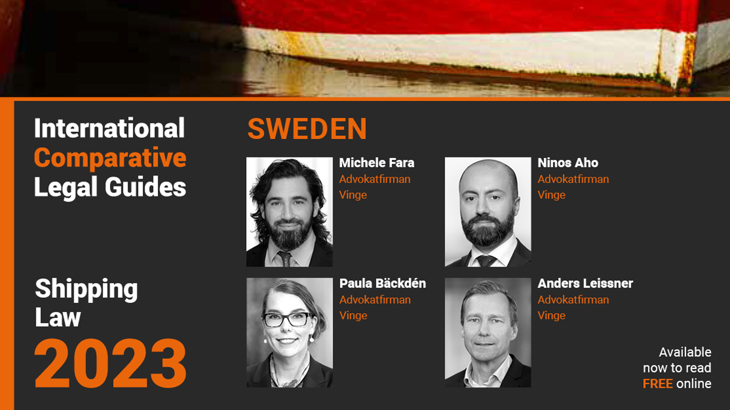 Vinges experter ger en inblick i svensk sjörätt i den senaste upplagan av International Comparative Legal Guide – Shipping Law 2023